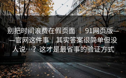 别把时间浪费在假页面 ｜ 91网页版——官网这件事｜其实答案很简单但没人说…？这才是最省事的验证方式