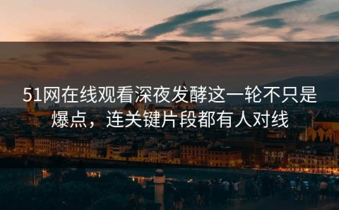 51网在线观看深夜发酵这一轮不只是爆点，连关键片段都有人对线
