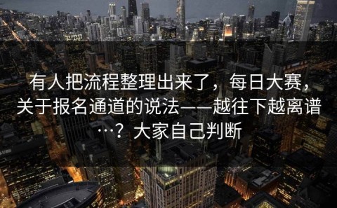 有人把流程整理出来了，每日大赛，关于报名通道的说法——越往下越离谱…？大家自己判断