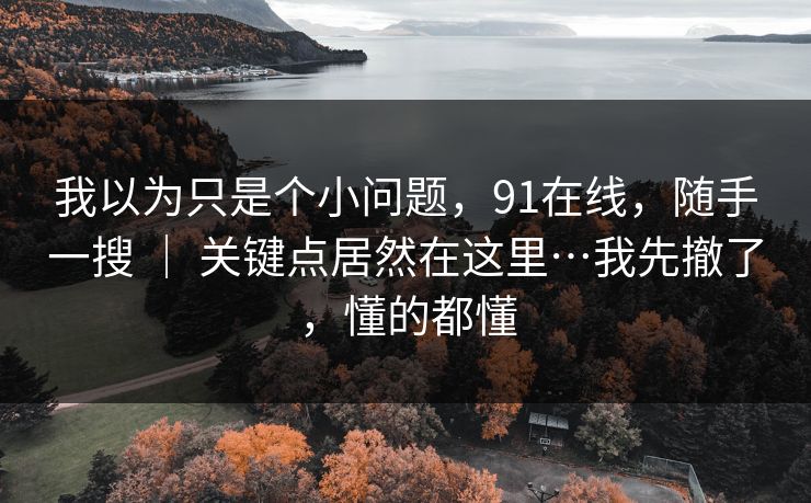 我以为只是个小问题，91在线，随手一搜 ｜ 关键点居然在这里…我先撤了，懂的都懂