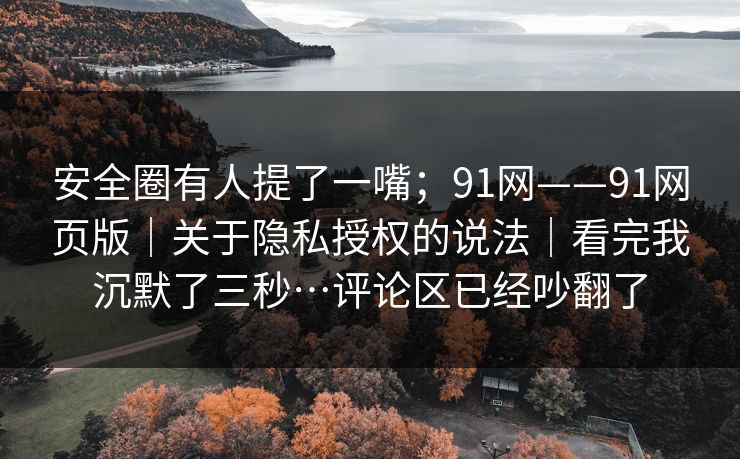 安全圈有人提了一嘴;91网——91网页版|关于隐私授权的说法|看完我沉默了三秒…评论区已经吵翻了 安全圈有人提了一嘴;91网——91网页版|关于隐私授权的说法|看完我沉默了三秒…评论区已经吵翻了